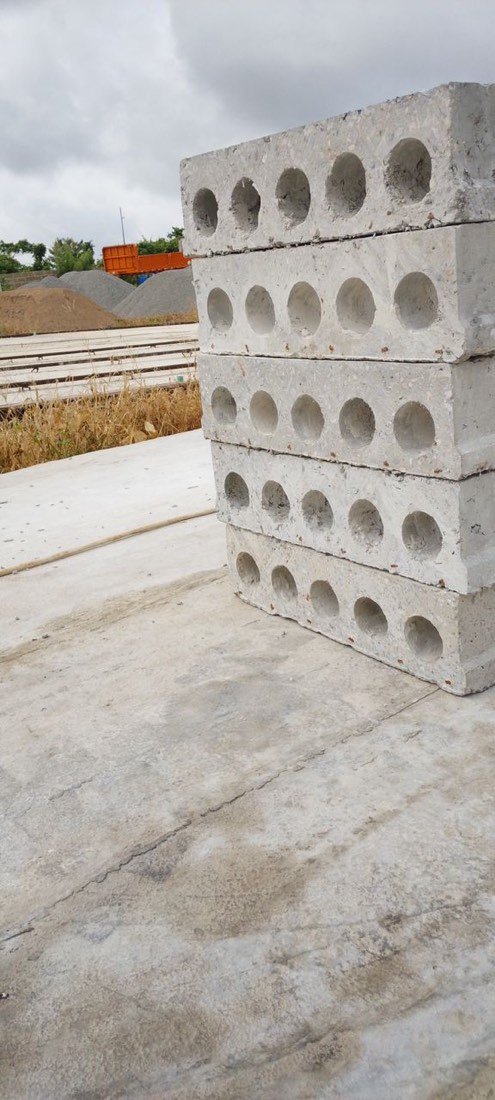 Precast hollow-core concrete slab floor
